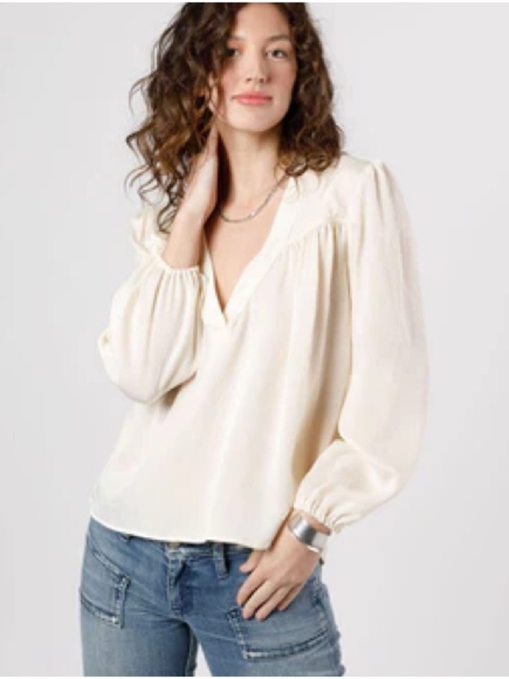 NWT Band Of The Free Cash Ivory Long Sleeve Top Size L